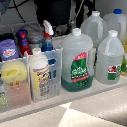 organizing under the sink -